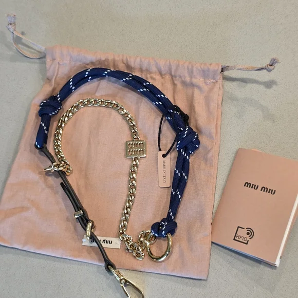 Miu miu Leather, cord and metal trick keyring - Picture 2 of 4